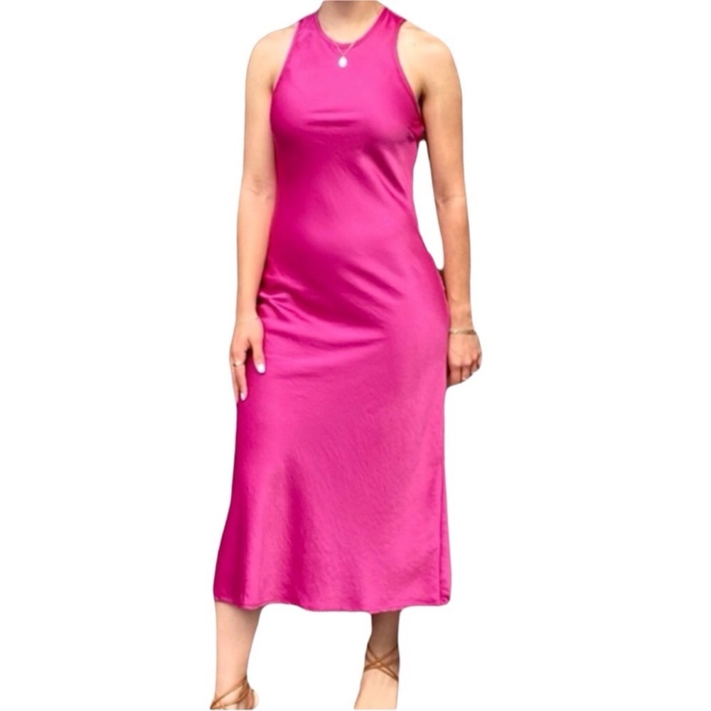 NWT House of Harlow 1960 Deep Pink Magenta/Raspberry Satin Dress Size M